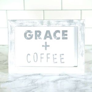 Grace & Coffee Framed Wooden Plaque